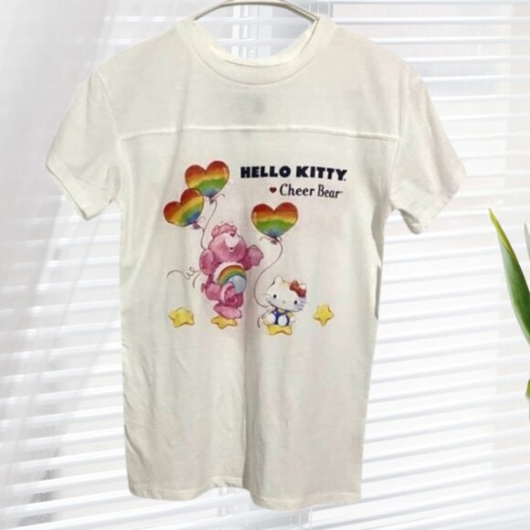 NWT Licensed Hello Kitty and Friends Cheer Bear Care Bears Graphic Tee Shirt - Picture 1 of 9